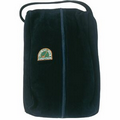Genuine Suede Fur Lined Clubhouse Style Shoe Bag - Embroidered